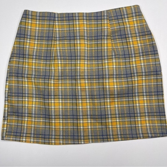 Better Be Skirt Mini Plaid Yellow Schoolgirl Preppy Library Academia Y2K New - Picture 1 of 10